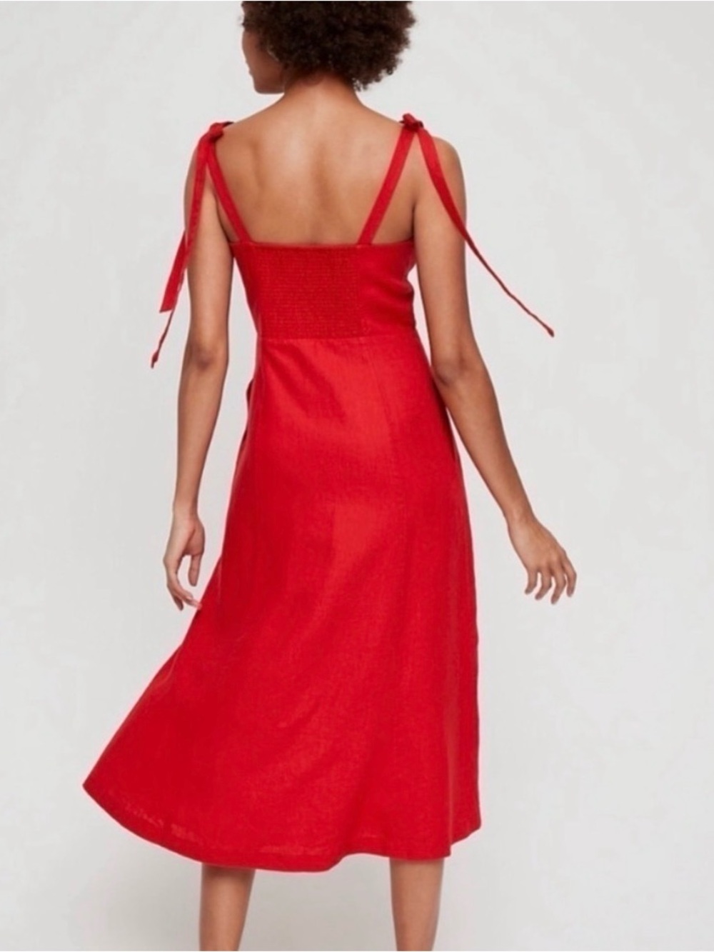 Aritzia Wilfred Size 2 Rosalie 100% Linen Button-Down Midi Dress - Red - Picture 3 of 8
